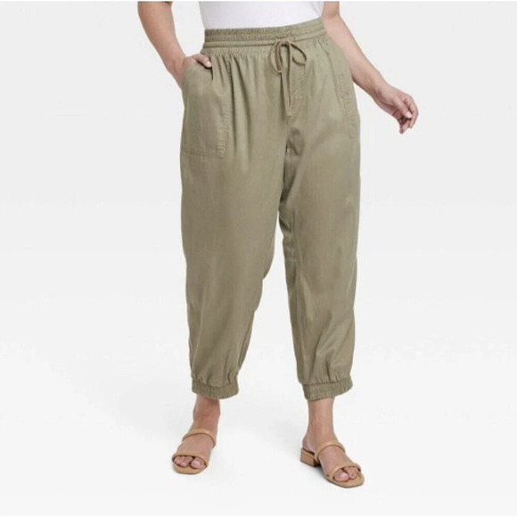 Womens High-Rise Ankle Jogger Pants Cream NWT Sz 4X by A New Day Target Pull-On - Picture 10 of 10